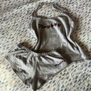 Vintage 90s Playboy two piece gray loungewear set